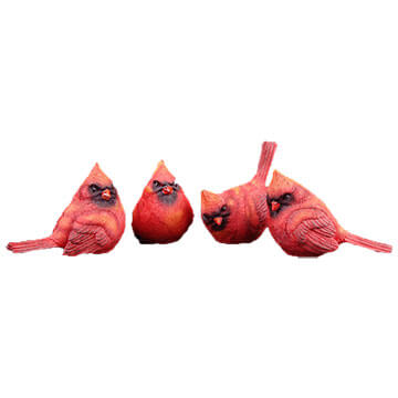 Cardinal Bird Figurine - Four Poses