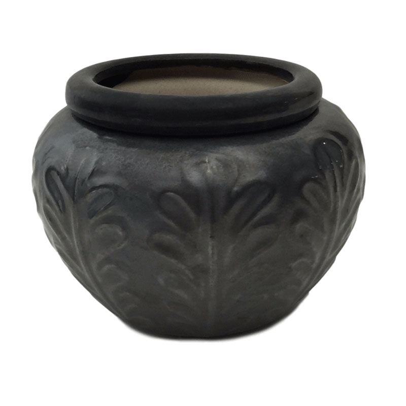 7" Black Lustre Round Leaf Accent African Violet Pot