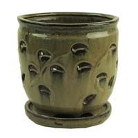 5" Moss Vine Accent Round Ceramic Orchid Pot