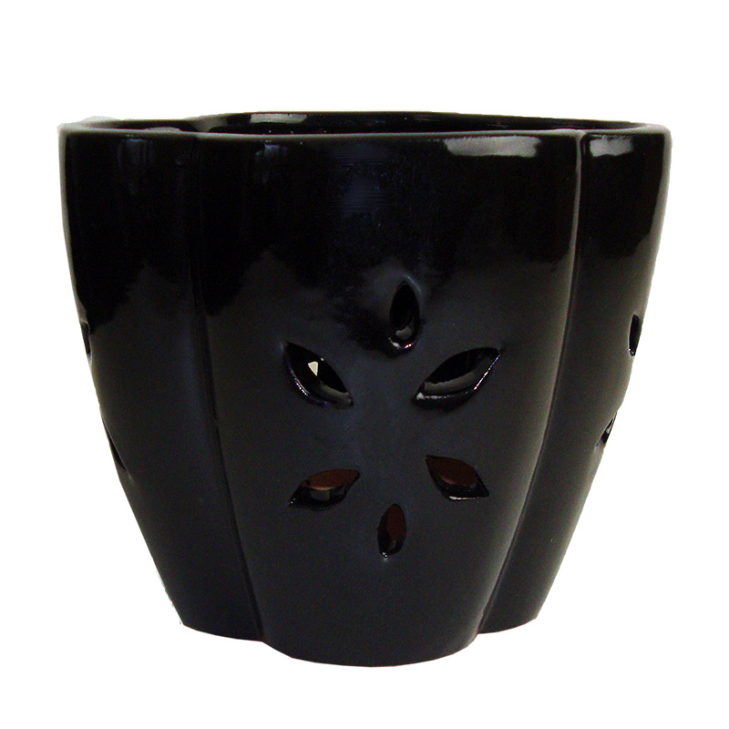 7" Black Star Ceramic Orchid Pot