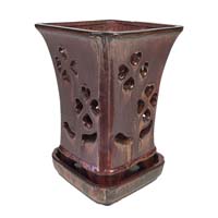 5" x 7.5" Tall Copper Square Ceramic Orchid Pot