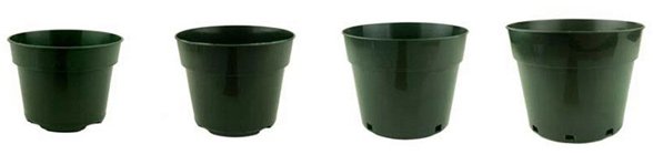 green plastic pots