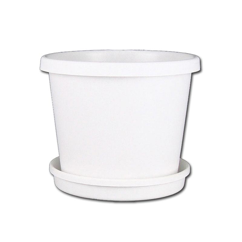10" White Flower Pot with Saucer